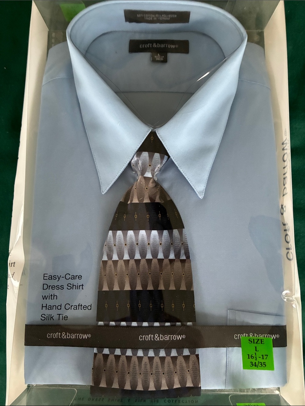 croft & barrow Light Blue Dress Shirt with Patterned Silk Tie